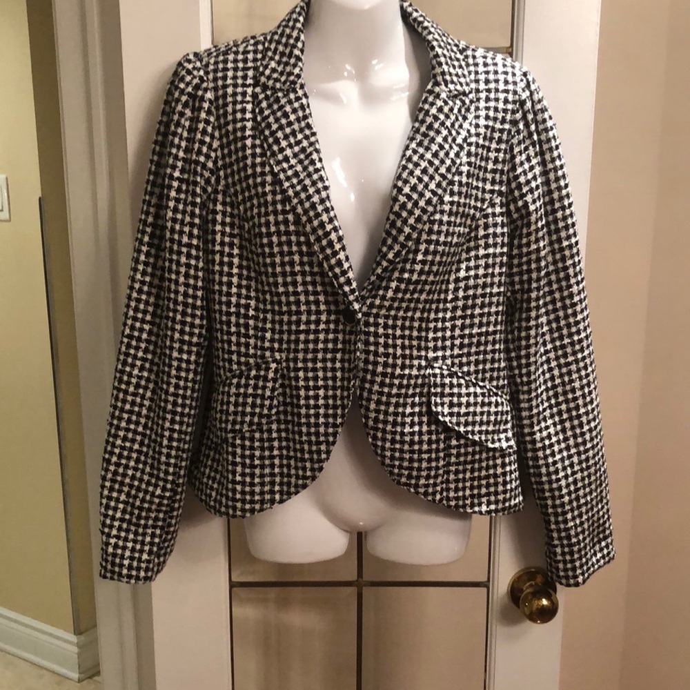 Autres Filles Black & White Houndstooth Blazer Jacket